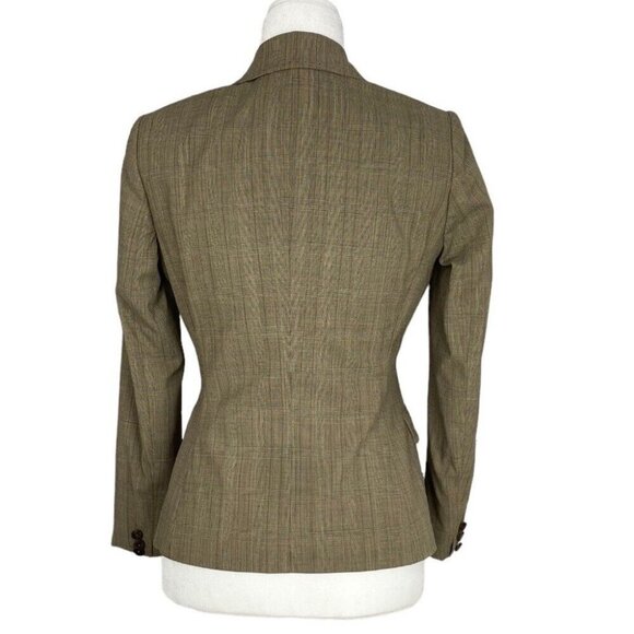 Elie Tahari Women's Tan Coastal Plaid One Button Designer Career Blazer 4/C34 - Picture 6 of 12